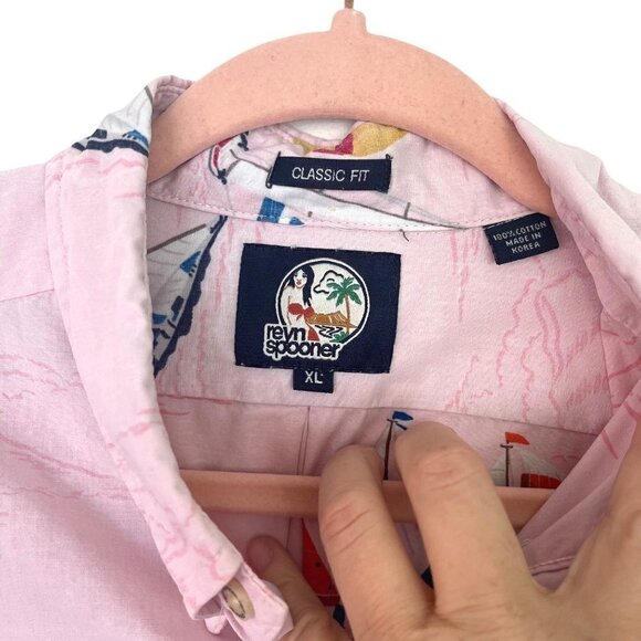 Reyn Spooner Mens Shirt Pink Size XL Button Front Sailboat Print Pure Cotton - Picture 4 of 11